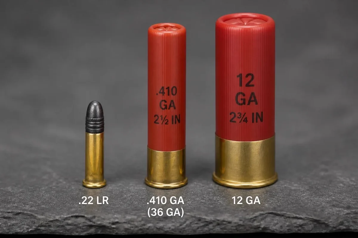 Comparativo de munições calibre 36, .22 LR e calibre 12