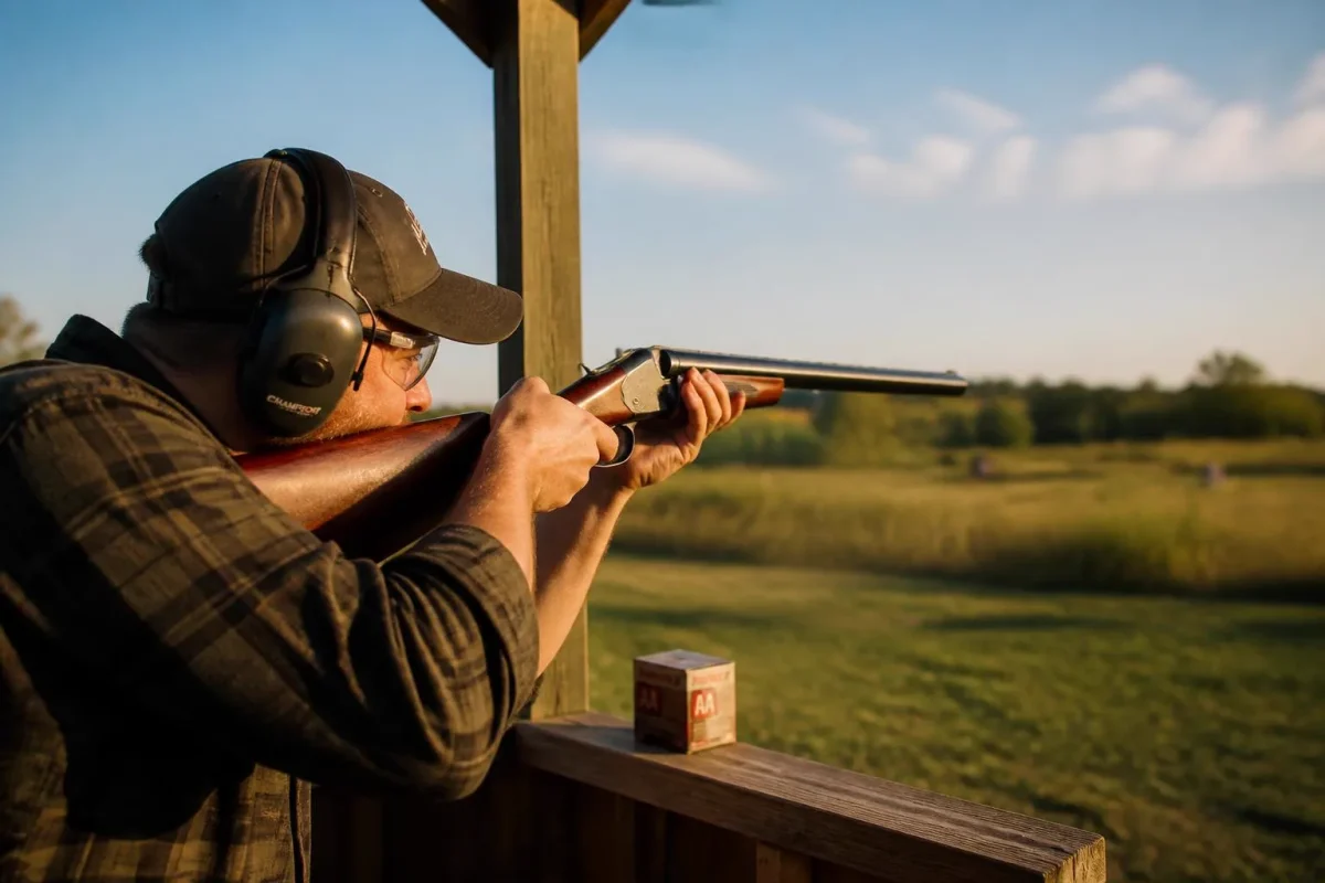 Atirador usando espingarda calibre 36 em área rural